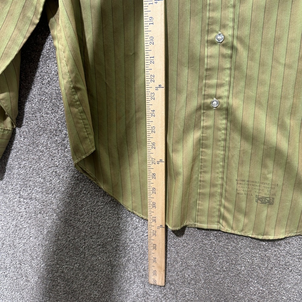Vintage Arrow Kent Collection Drake II Olive Green Striped Dress Shirt 16.5 35 - Picture 7 of 12